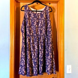 3 heart blue faux lace dress size 3X